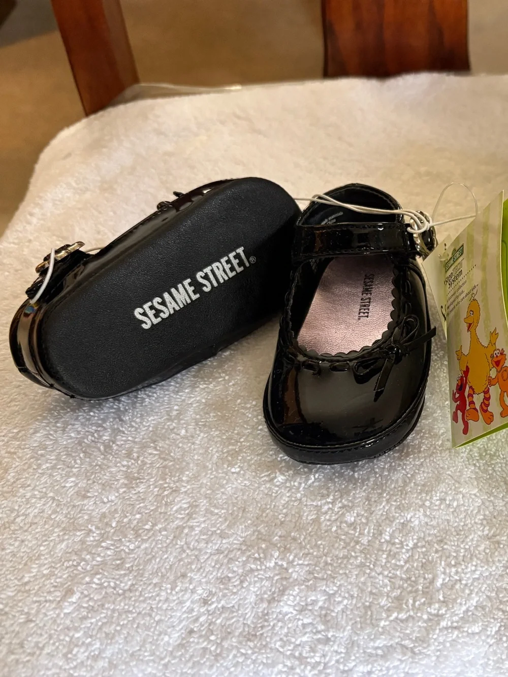NIB Sesame Street Baby Shoes, Black Mary-Janes, size 2